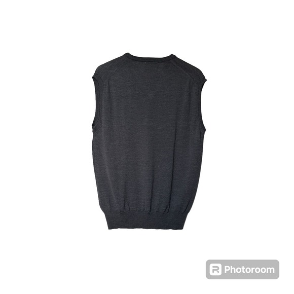 Toscano Firenze 100% Merino Wool‎ Sweater Vest Mens M Dark Gray Dark Academia - Picture 1 of 4